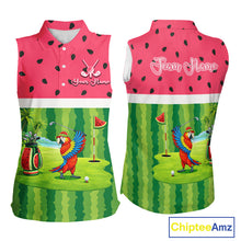 Load image into Gallery viewer, Funny Womens Sleeveless Golf Polo Shirt Custom Watermelon Tropical, Parrot Golf Shirts For Team NHN0183