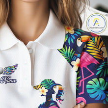 Load image into Gallery viewer, Womens Golf Polo Shirt Custom Toucan Tropical Pattern, Flamingo Golf Shirts For Ladies NHN0099