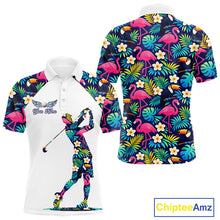 Load image into Gallery viewer, Mens Golf Polo Shirt Custom Toucan Tropical Leaf Pattern Flamingo Golf Shirts For Men NHN0099