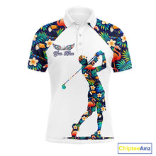 Load image into Gallery viewer, Funny Mens Golf Polo Shirt Custom Toucan Tropical Pattern, Flamingo Golf Shirts For Men NHN0099