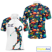 Load image into Gallery viewer, Funny Mens Golf Polo Shirt Custom Toucan Tropical Pattern, Flamingo Golf Shirts For Men NHN0099