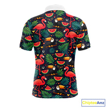 Load image into Gallery viewer, Funny Mens Golf Polo Shirt Custom Tropical Summer Pattern Flamingo Golf Shirts For Men NHN0099