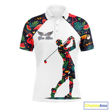 Load image into Gallery viewer, Funny Mens Golf Polo Shirt Custom Tropical Summer Pattern Flamingo Golf Shirts For Men NHN0099