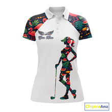 Load image into Gallery viewer, Funny Womens Golf Polo Shirt Custom Tropical Summer Pattern, Flamingo Golf Shirts For Ladies NHN0099
