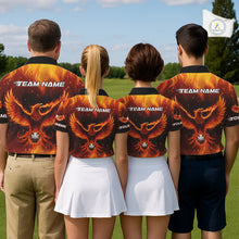 Load image into Gallery viewer, Mens Golf Polo Shirt Custom Phoenix Red Flame Team Golf Tops, White Golf Outfit For Men NHN0077