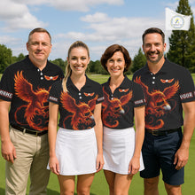 Load image into Gallery viewer, Womens Golf Polo Shirt Custom Phoenix Red Flame Team Golf Tops, White Golf Outfit For Ladies NHN0078