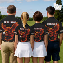 Load image into Gallery viewer, Womens Golf Polo Shirt Custom Phoenix Red Flame Team Golf Tops, White Golf Outfit For Ladies NHN0078
