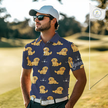 Load image into Gallery viewer, Funny Golden Retriever Mens Golf Polo Shirt Custom Blue Team Mens Golf Tops, Dog Lover Gift Nhn0214