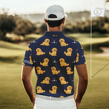 Load image into Gallery viewer, Funny Golden Retriever Mens Golf Polo Shirt Custom Blue Team Mens Golf Tops, Dog Lover Gift Nhn0214