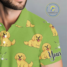 Load image into Gallery viewer, Mens Golf Polo Shirt Custom Funny Golden Retriever Team Mens Golf Tops Green, Dog Lover Gift NHN0214