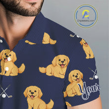 Load image into Gallery viewer, Funny Golden Retriever Mens Golf Polo Shirt Custom Blue Team Mens Golf Tops, Dog Lover Gift Nhn0214