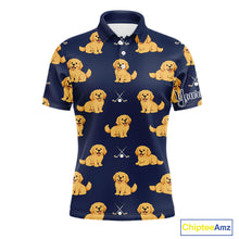 Load image into Gallery viewer, Funny Golden Retriever Mens Golf Polo Shirt Custom Blue Team Mens Golf Tops, Dog Lover Gift Nhn0214