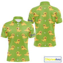 Load image into Gallery viewer, Mens Golf Polo Shirt Custom Funny Golden Retriever Team Mens Golf Tops Green, Dog Lover Gift NHN0214