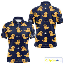 Load image into Gallery viewer, Funny Golden Retriever Mens Golf Polo Shirt Custom Blue Team Mens Golf Tops, Dog Lover Gift Nhn0214