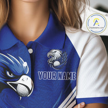 Load image into Gallery viewer, Womens Golf Polo Shirt Custom Blue Eagle Golf Shirts Personalized Golf Clubs For Team Golf Top NHN0081