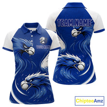 Load image into Gallery viewer, Womens Golf Polo Shirt Custom Blue Eagle Golf Shirts Personalized Golf Clubs For Team Golf Top NHN0081