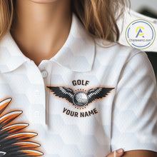Load image into Gallery viewer, Womens Golf Polo Shirt Custom Eagle Golf Shirts Personalized Golf Clubs White Team Golf Top NHN0082