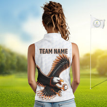 Load image into Gallery viewer, Womens Sleeveless Golf Polo Shirt Custom Eagle Golf Shirts Personalized Golf Clubs White Team Golf Top NHN0082