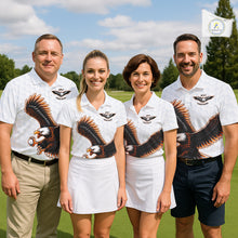 Load image into Gallery viewer, Mens Golf Polo Shirt Custom Eagle Golf Shirts Personalized Golf Clubs White Team Golf Top NHN0082