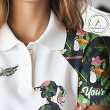 Load image into Gallery viewer, Funny Womens Golf Polo Shirt Custom Tropical Pattern, Flamingo Golf Shirts For Ladies NHN0099