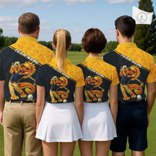 Load image into Gallery viewer, Funny Dragon Womens Golf Polo Shirts Custom Yellow And Blue Dragon Pattern Team Golf Outfits, Golf Gifts NHN0102