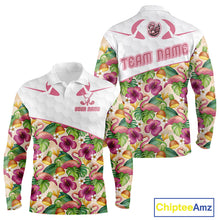 Load image into Gallery viewer, Funny Flamingo Long Sleeve Golf Polo Shirt Floral Tropical Custom Pink Golf Shirts Golfer Gift Apparel NHN0107