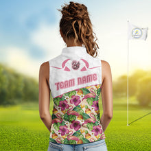 Load image into Gallery viewer, Funny Flamingo Womens Sleeveless Golf Polo Shirt Floral Tropical Custom Pink Golf Shirts Golfer Gift NHN0107