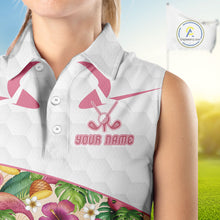 Load image into Gallery viewer, Funny Flamingo Womens Sleeveless Golf Polo Shirt Floral Tropical Custom Pink Golf Shirts Golfer Gift NHN0107