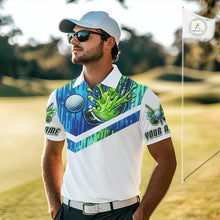 Load image into Gallery viewer, Watercolor Mens Golf Polo Shirt Custom Green Golf Ball Pattern Golf Tops For Men, Golf Lovers Gifts NHN0113