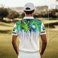Load image into Gallery viewer, Watercolor Mens Golf Polo Shirt Custom Green Golf Ball Pattern Golf Tops For Men, Golf Lovers Gifts NHN0113