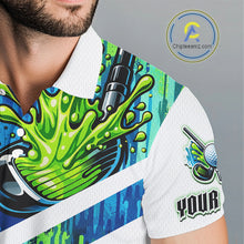 Load image into Gallery viewer, Watercolor Mens Golf Polo Shirt Custom Green Golf Ball Pattern Golf Tops For Men, Golf Lovers Gifts NHN0113