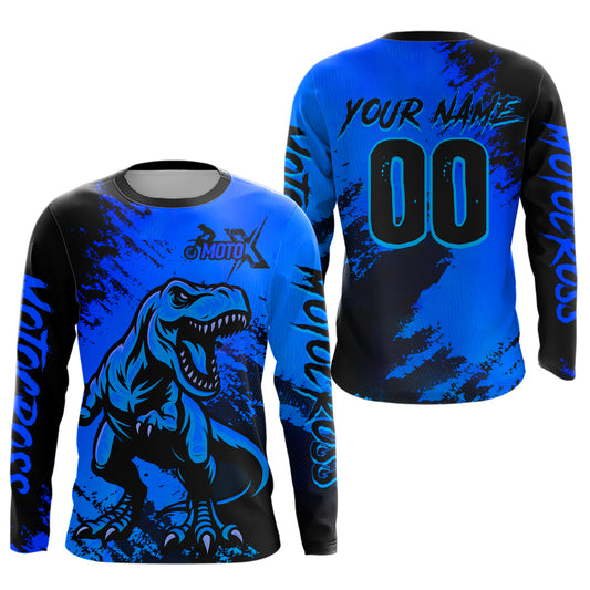 Blue Dinosaur Motocross Jersey Dirt Bike Shirts for Men Kid Women Racing Jersey XM417