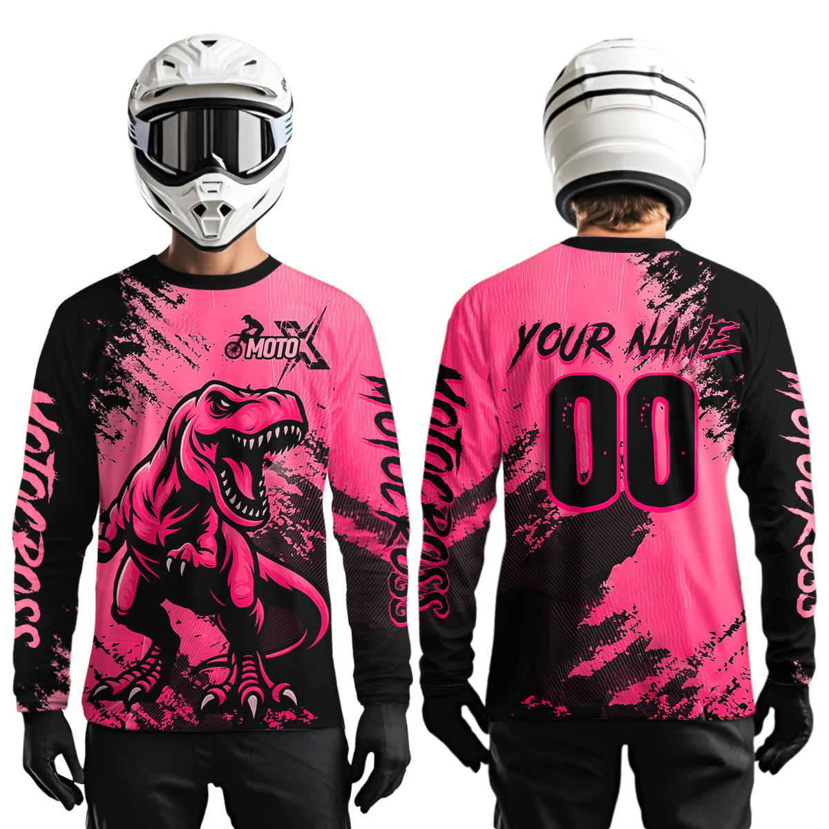 Pink Dinosaur Motocross Jersey Dirt Bike Shirts for Men Kid Women Racing Jersey XM417