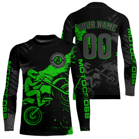 Custom Green Motocross Racing Jersey for Kid Women Men Personalized Dirt Bike Shirts XM425