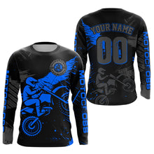 Load image into Gallery viewer, Custom Blue Motocross Racing Jersey for Kid Women Men Personalized Dirt Bike Shirts XM425