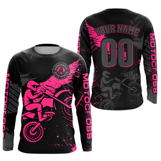 Custom Pink Motocross Racing Jersey for Kid Women Men Personalized Dirt Bike Shirts XM425