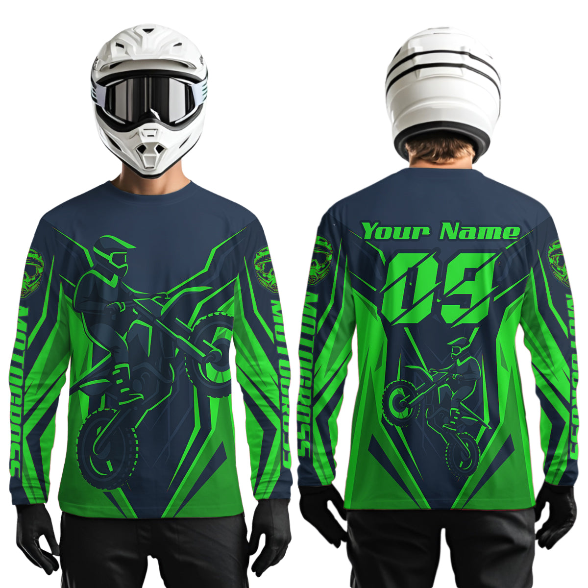 Green Custom Motocross Jersey Men Women Kid Dirt Bike Shirts Motorcycle Riding Shirt XM441