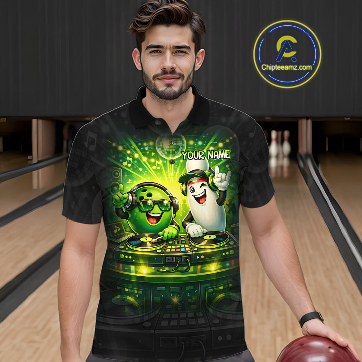 Custom Funny Music Bowling Jersey for Men Bowling Team Shirts Bowling League Polo & 1/4 Zip HNT495