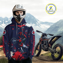 Load image into Gallery viewer, Red and Blue Motocross Hoodie for Men Women Dirt Bike Pink Blue Racing Hoodie Shirt MH462