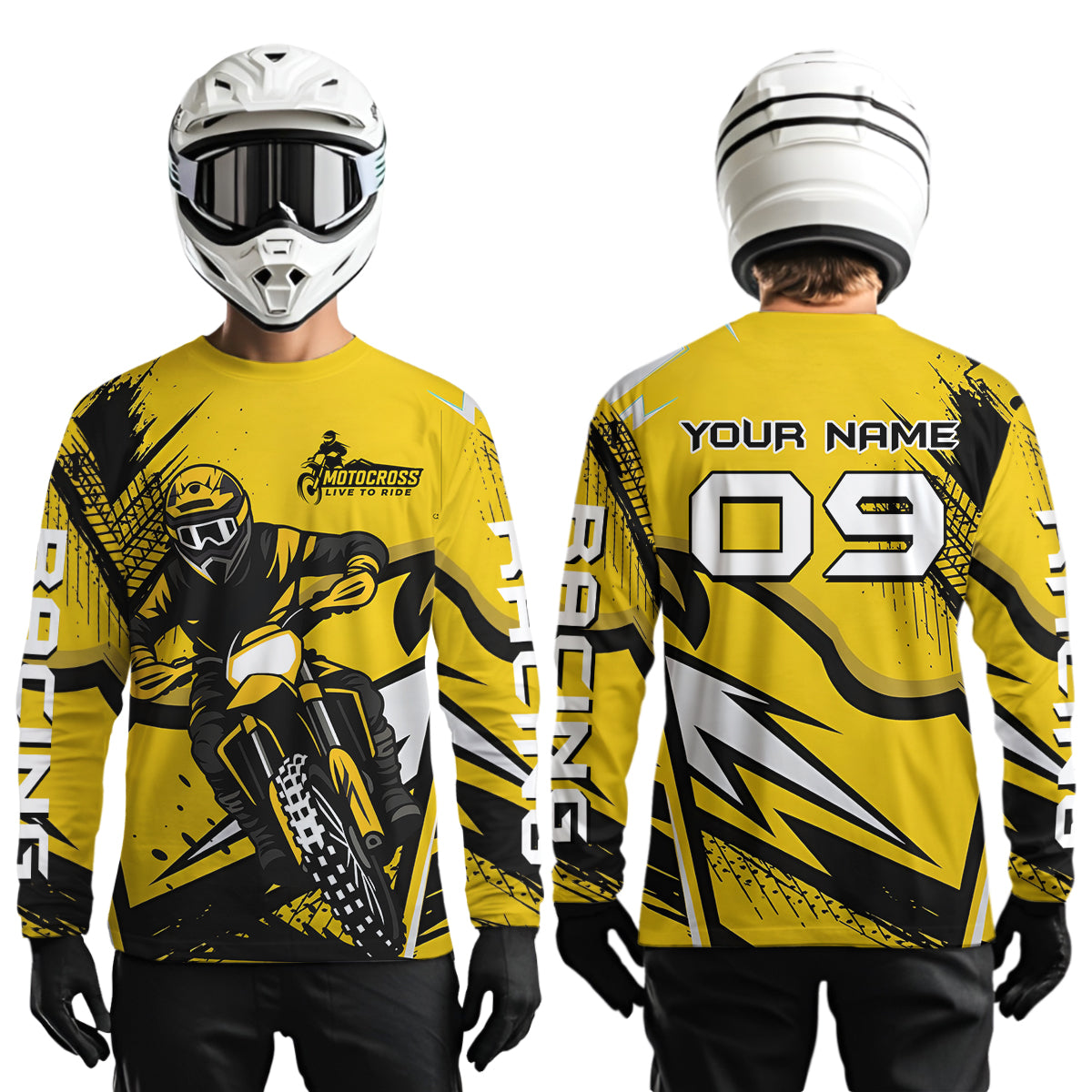 Yellow Custom Motocross Jersey Men Women Kid Dirt Bike Shirts Off road Riding Shirt XM465