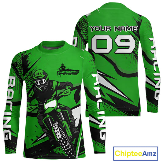 Green Custom Motocross Jersey Men Women Kid Dirt Bike Shirts Off road Riding Shirt XM465