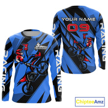Load image into Gallery viewer, Blue Custom Motocross Jersey for Men Women Kid Dirt Bike Shirts Off road Riding Shirt XM467