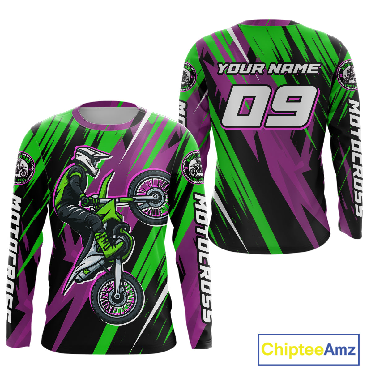 Purple and Green Motocross Racing Jersey for Women Kid Men Dirt Bike Off road Shirt XM473