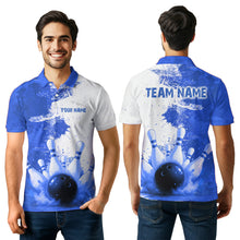 Load image into Gallery viewer, Blue Bowling Shirts for Women Men Custom Bowling Polo &amp; 1/4 Zip Shirt for Team MBL220