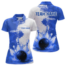 Load image into Gallery viewer, Blue Bowling Shirts for Women Men Custom Bowling Polo &amp; 1/4 Zip Shirt for Team MBL220