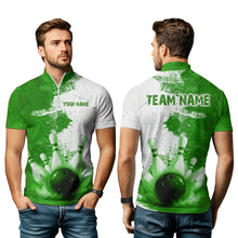 Load image into Gallery viewer, Green Bowling Shirts for Women Men Custom Bowling Polo &amp; 1/4 Zip Shirt for Team MBL220
