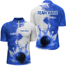 Load image into Gallery viewer, Blue Bowling Shirts for Women Men Custom Bowling Polo &amp; 1/4 Zip Shirt for Team MBL220