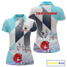 Load image into Gallery viewer, Blue Bowling Shirts for Team Women Men Custom Bowling Polo and 1/4 Zip Shirt MBL226