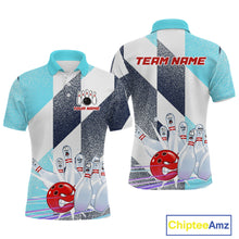 Load image into Gallery viewer, Blue Bowling Shirts for Team Women Men Custom Bowling Polo and 1/4 Zip Shirt MBL226