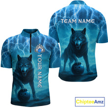 Load image into Gallery viewer, Lightning Wolf Bowling Shirts for Team Women Men Custom Blue Wolf Bowling Jerseys MBL193
